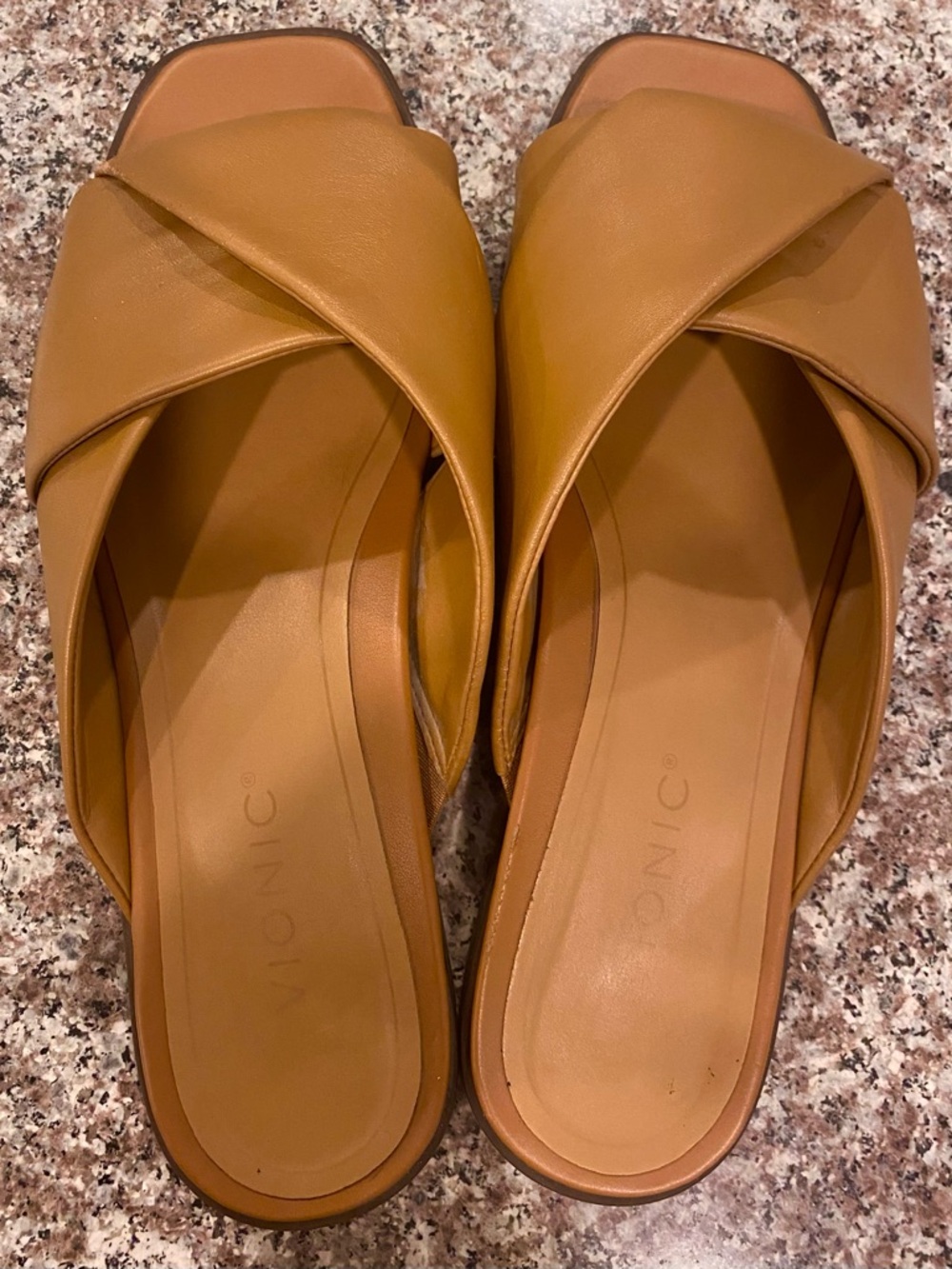 Vionic Women's Cognac Crisscross Slip-On Mules